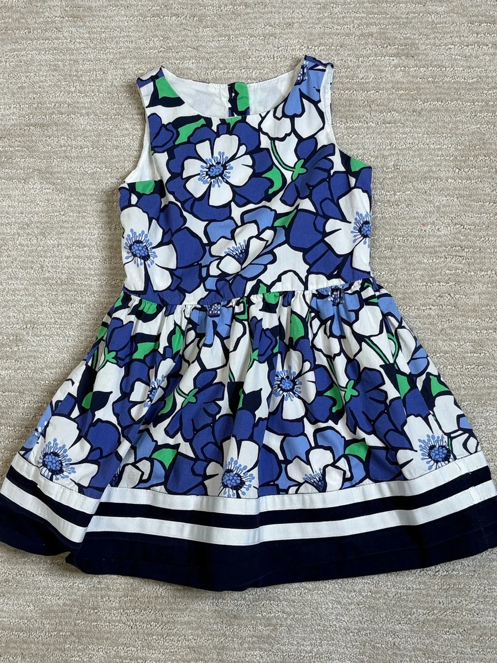 Gymboree Floral Cotton Sleeveless Bubble Dress GIrls Size 5 Blue & White A-Line